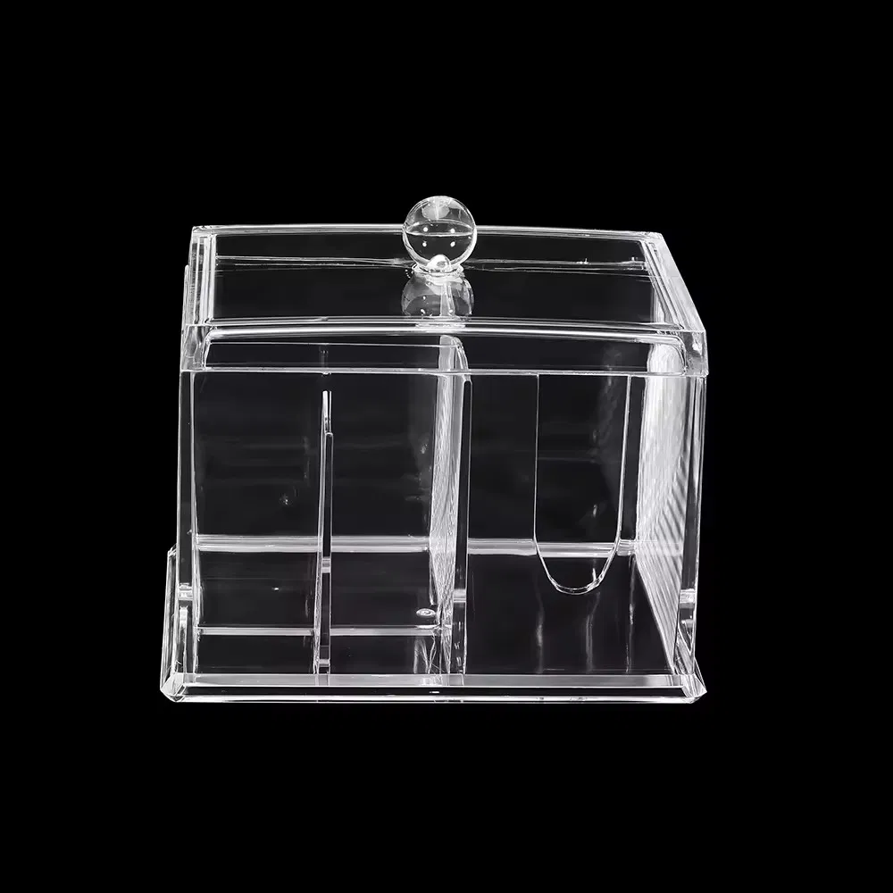 Makeup Organizer Acrylic Cotton Swab Holder with Lid for Cotton Pad Ball Makeup Sponge Hair Band Q-Tips Cosmetic Organizer Clear