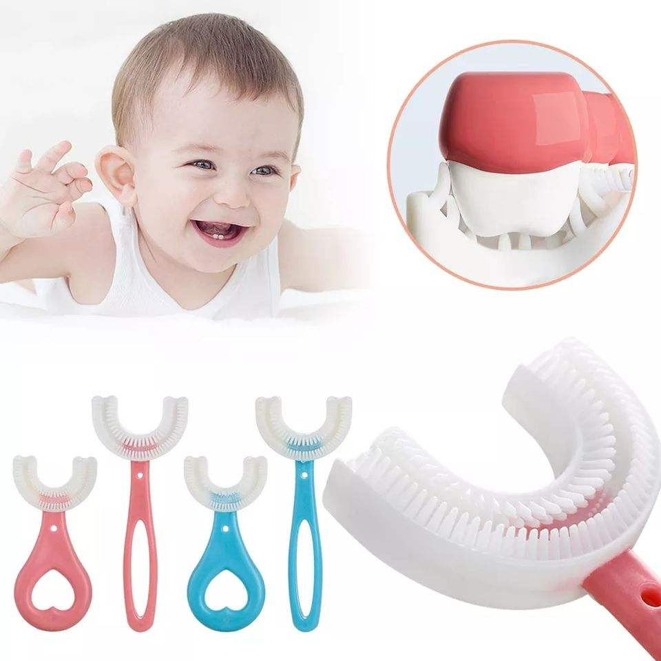 Hot Sale Baby Toothbrush Children 360 Degree Durable Baby Silicone Training Toothbrush Soft Baby U Shaped Toothbrush for Kids