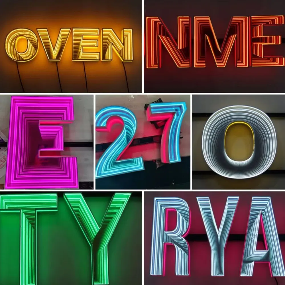 Customized Tile Light Box Abyss Character Thousand Layer Customized Signboard LED 3D Channel Letter Neon Mirror Sign