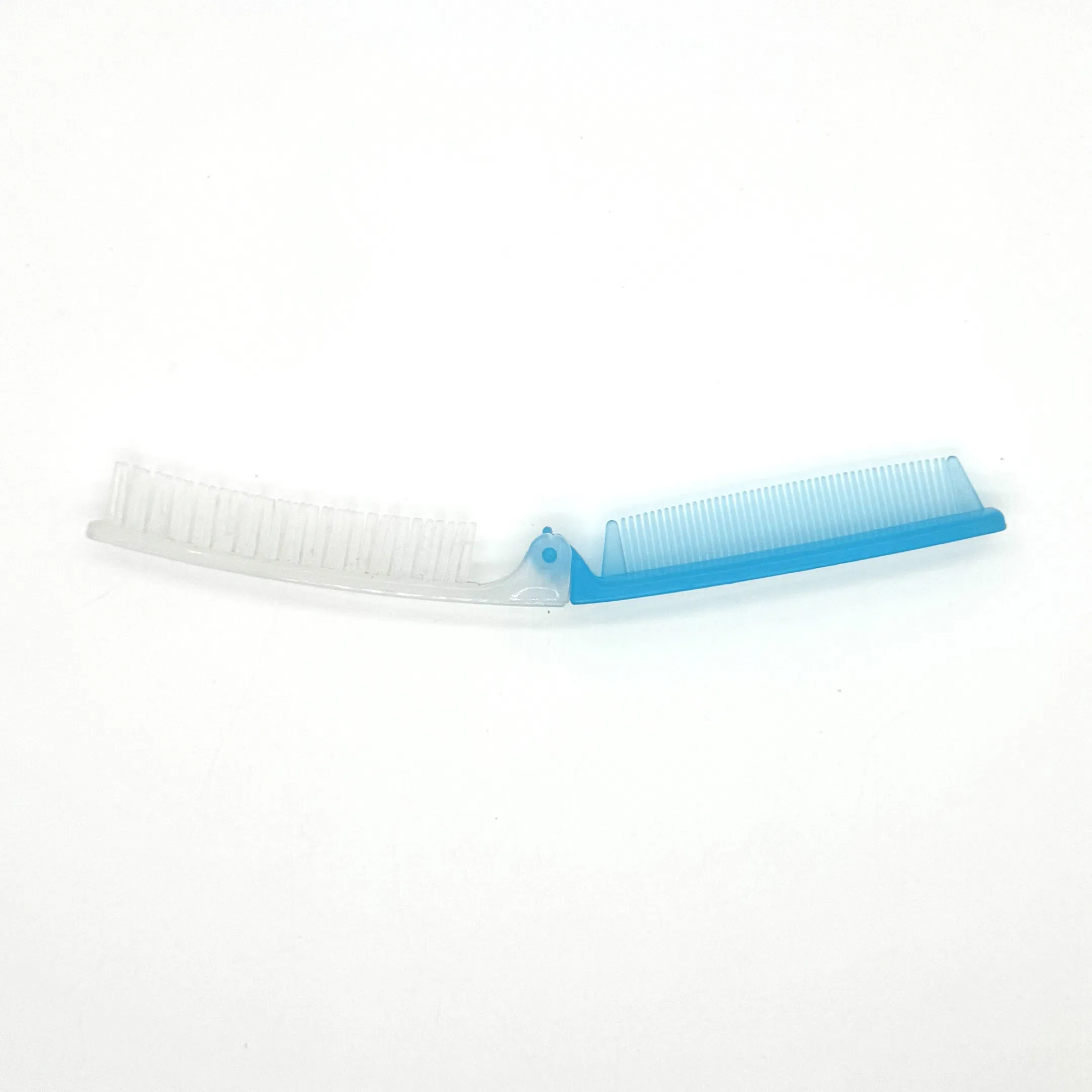 Blue and White Double Toothed Plastic Folding Comb 07