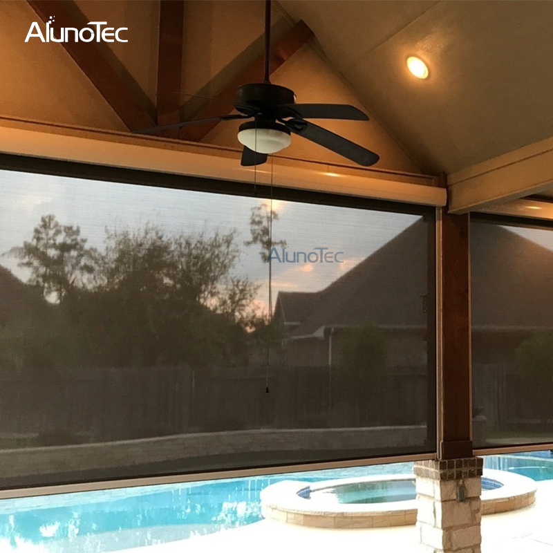 Patio Waterproof Semi-Blackout Fabric Outdoor Blinds Zip Screen Vertical Curtain Blinds for Sliding Doors