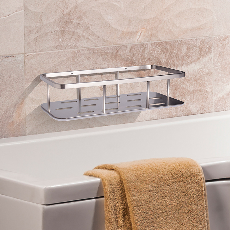 Стальная полка для ванной с держателем для шампуня