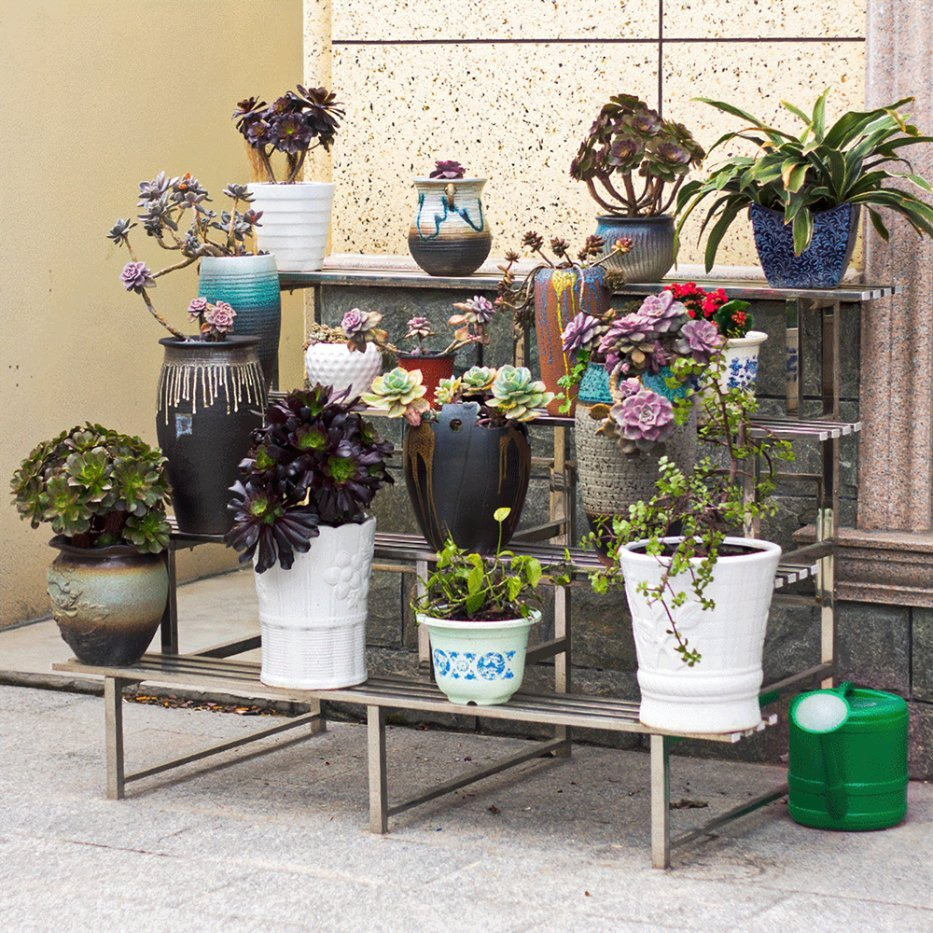 3 Tier Stainless Steel Flower Pot Stand Outdoor Plant Rack