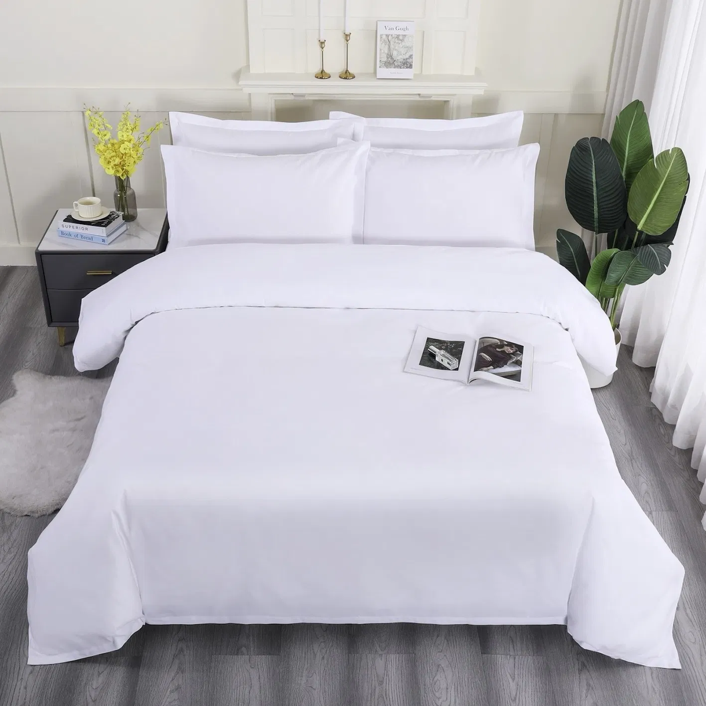 ODM/OEM King Queen Size Comforter Cover Sheet Set White Hotel Quilt Duvet Bed Cover Set Bed Linen White Bed Sheets Hotels 4 Pieces Microfiber Bedding Set