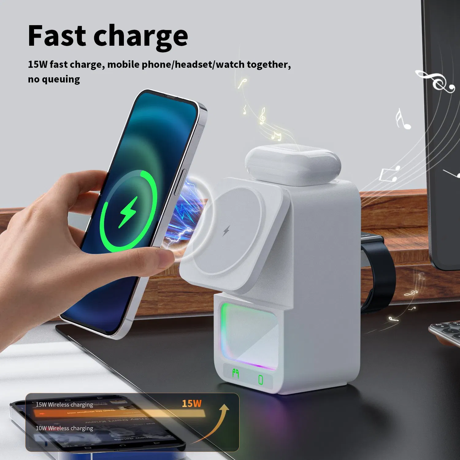 Беспроводная зарядка DH-19 5 в 1, 15Вт