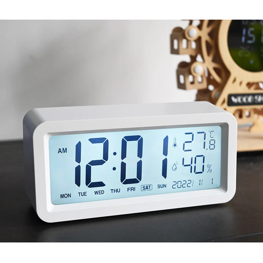 New Digital LCD Calendar Alarm Clock AAA Battery Power