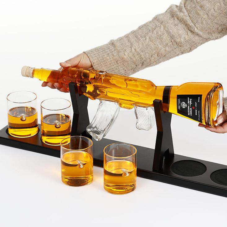 Gun Decanter Set Ak 47 Glass Shaped Whiskey Glasses Decanters Bottle Set with Glasses