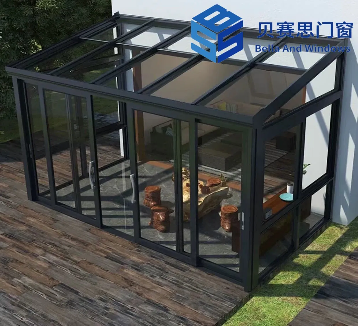 Factory Outlet Chinese Manufacturer Heat-Resisting Rust-Prevention Aluminum Alloy Sunroom Green House Solarium Garden