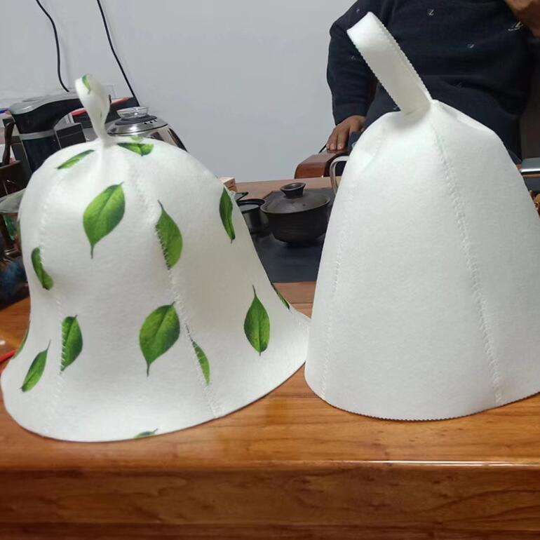 Customized Embroidery Australian Wool Felt Sauna Hat 2mm Thickness Wool Bath Hats