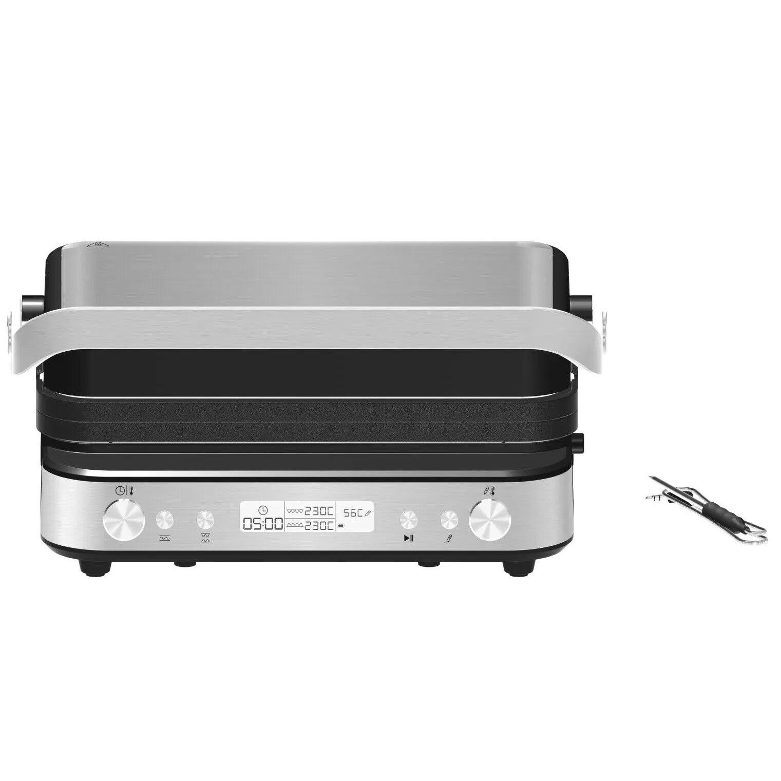 Premium Electric 1600W Stainless Steel Contact Grill with Temperature Detection