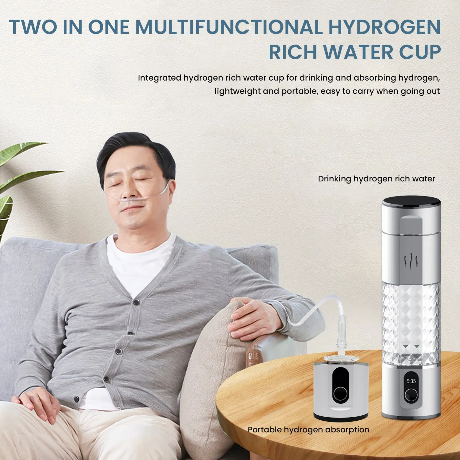 Hydrogen Rich Water Bottle Hydrogen Water Generator Hydrogen Water Maker290ml High Efficiency Hydrogen Rich Water Promote Metabolism 5000ppb+ Hydrogen Generator