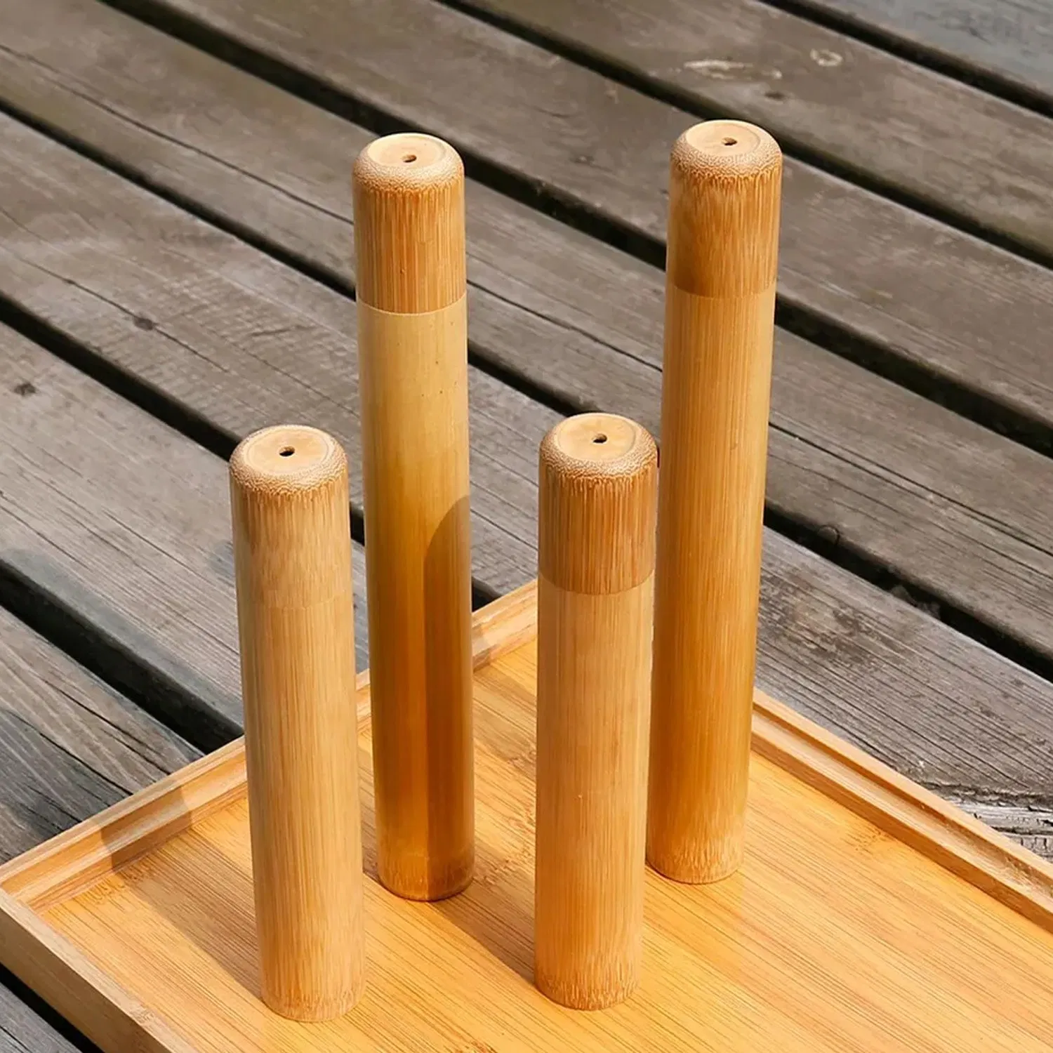 100% Natural Bamboo Breathable Design Container Travel Toothbrush Case