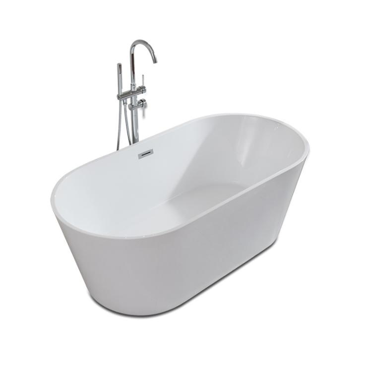 Bathroom Acrylic Durable Oval Shaped White Freestanding Indoor Outdoor Soaking Tub Bathtub for Adult