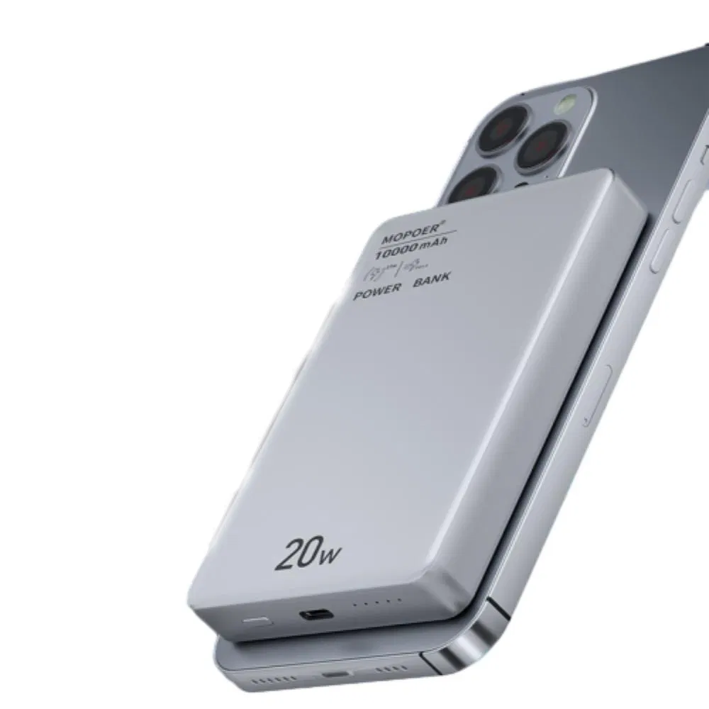 Магнитный пауэрбанк 10000 мАч с беспроводной зарядкой 15Вт