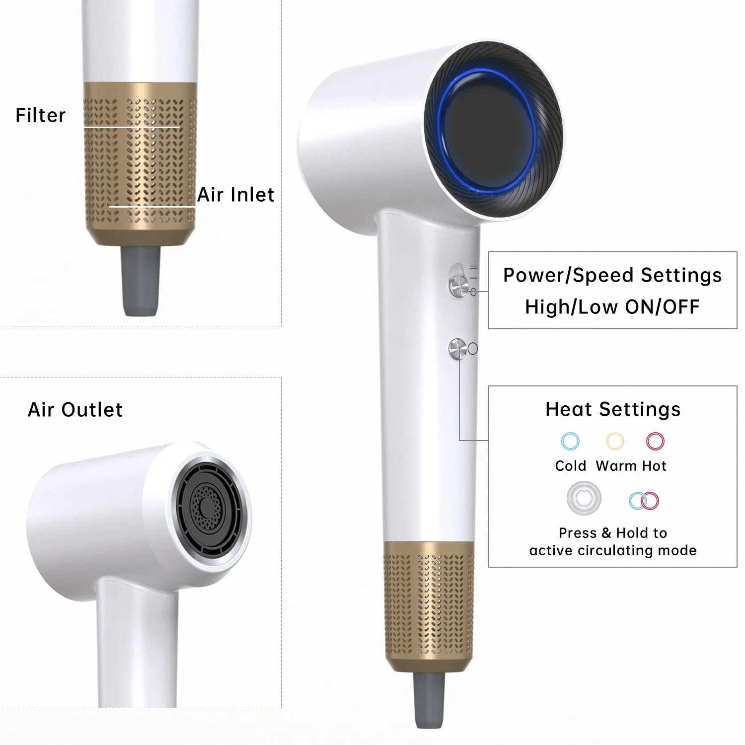 Custom Private Label Low Noise Hair Blower 110000 Rpm Super Hair Dryer