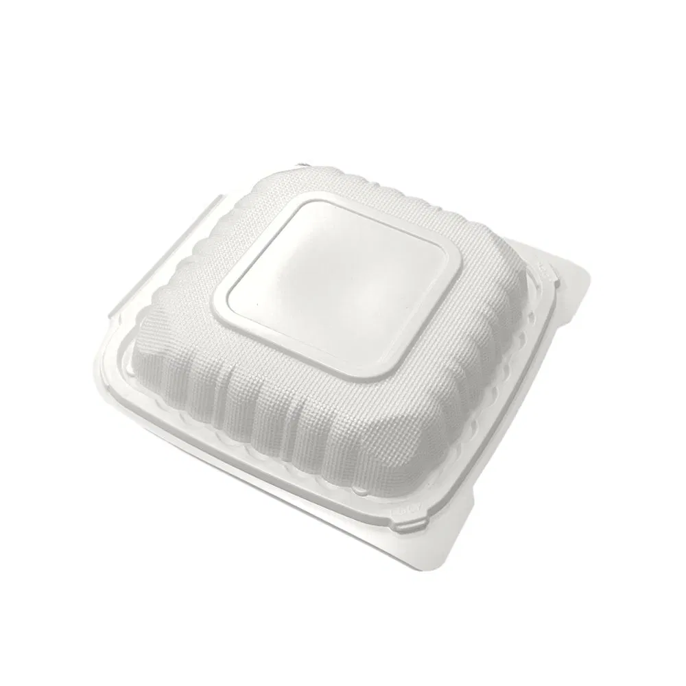 Microwavable Takeout 3 Compartment Plastic Clamshell Food Container with Hinged Lid Storage Box