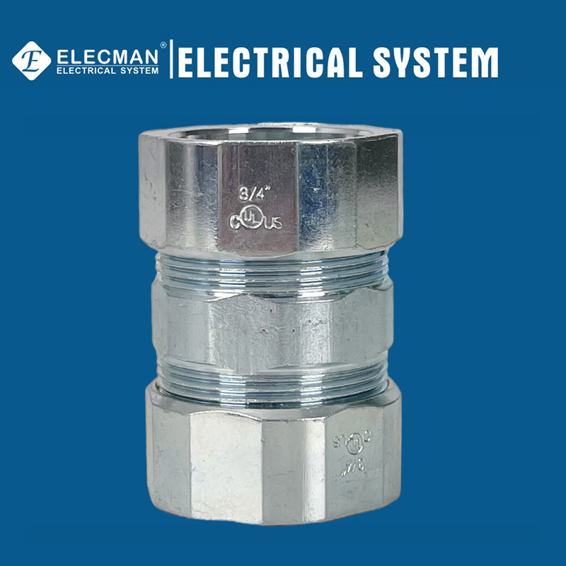 Zinc-Plated Straight IMC Connector Flexible Steel Compression Male Thread Electrical Rigid Coupling