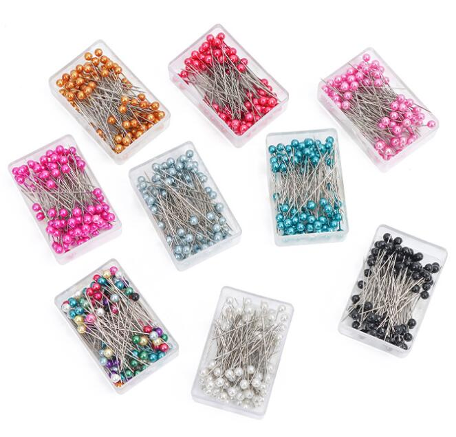 Pyriform Assorted Color Pearl Head Pins Wheel for Garment and Clothes Packing