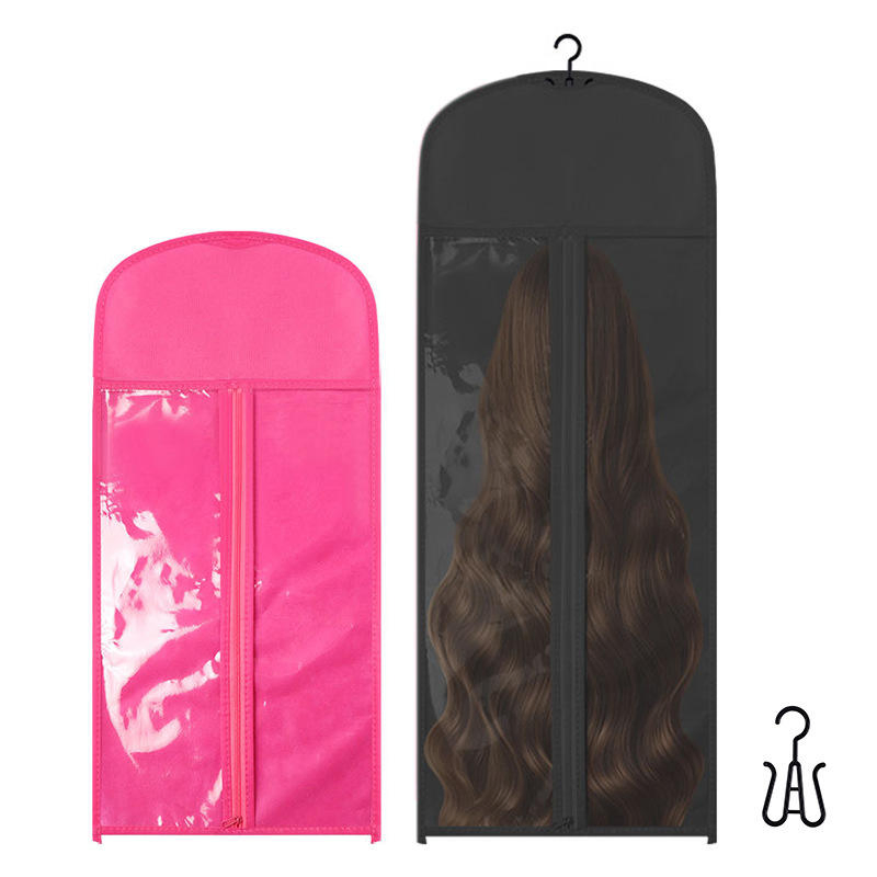 Transparent PVC Wig Bag Non-Woven Fabric Wig Hanging Dustproof Bag