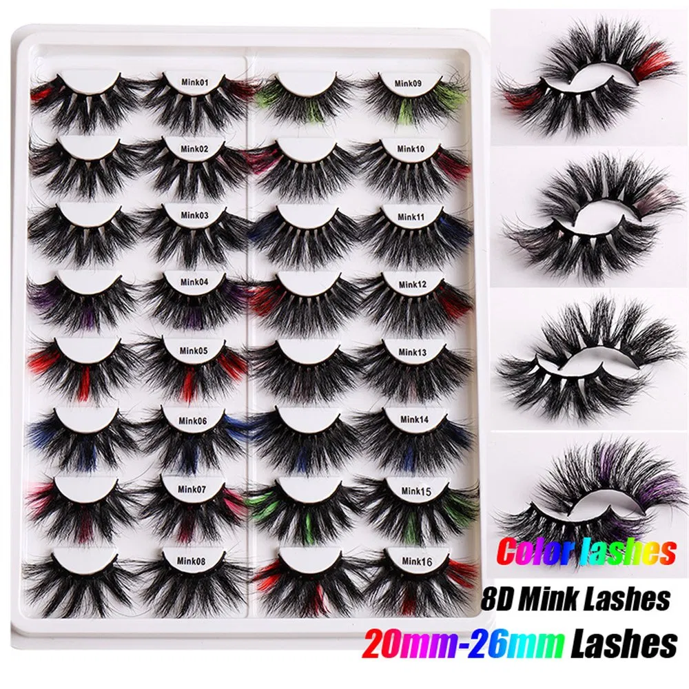 Colorful Individual Lashes 3D Mix Coloed False Lashes Colored Mink Lashes