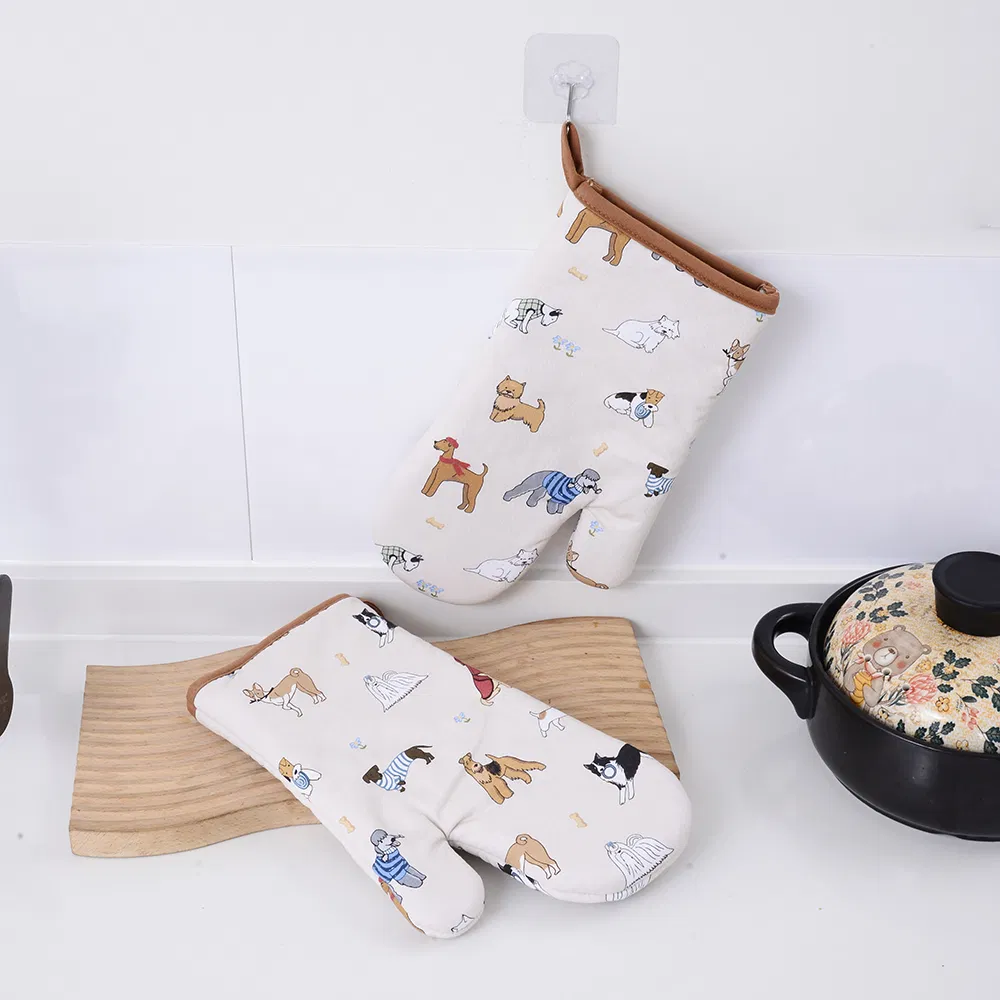 Factory Non-Slip Heat Resistant Jacquard Cotton Hemp Oven Mitt
