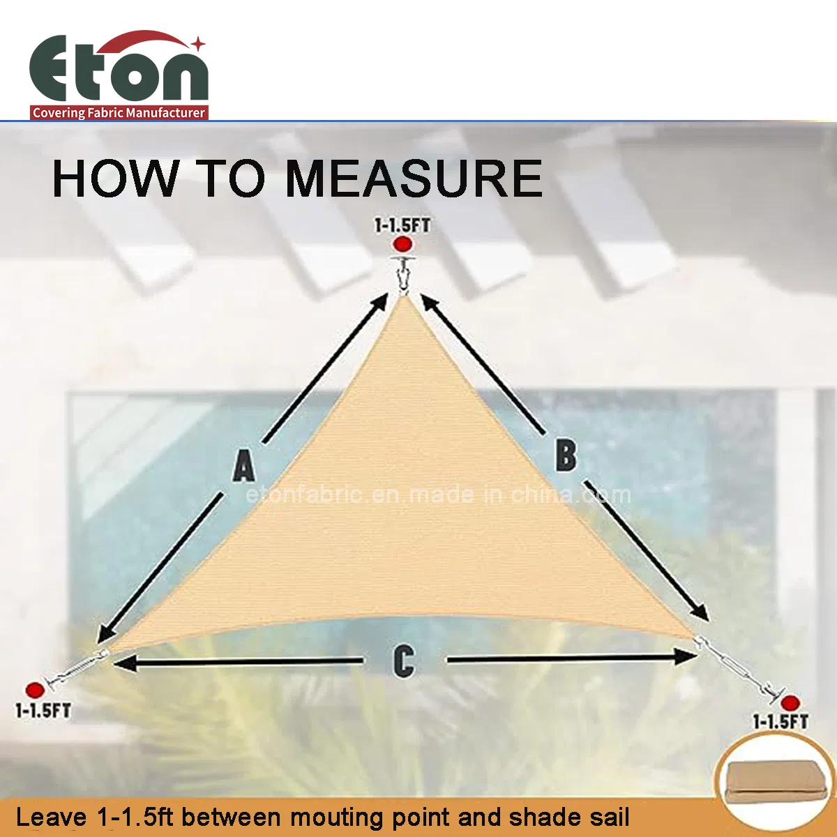 Square Sun Shade Sail for Outdoor Roof, Courtyard, Windows