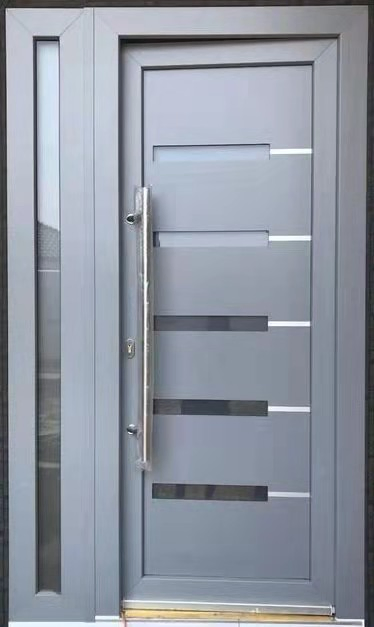 Weatherproof Aluminium Front Door with Gray Powder Coating Entrance Door