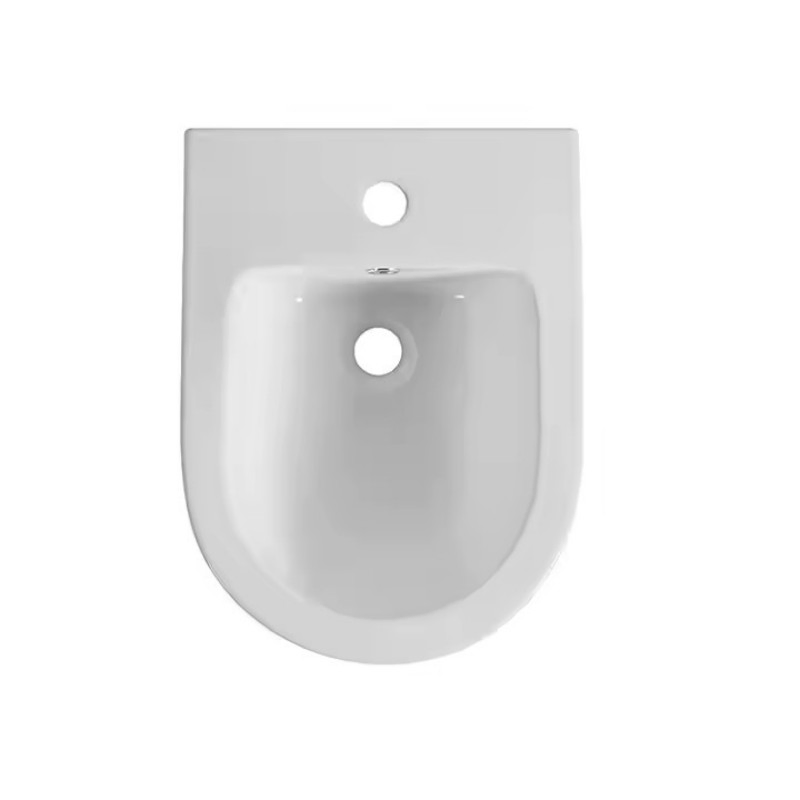 537-2 European Style Wall-Mounted One-Piece White Ceramic Bidet