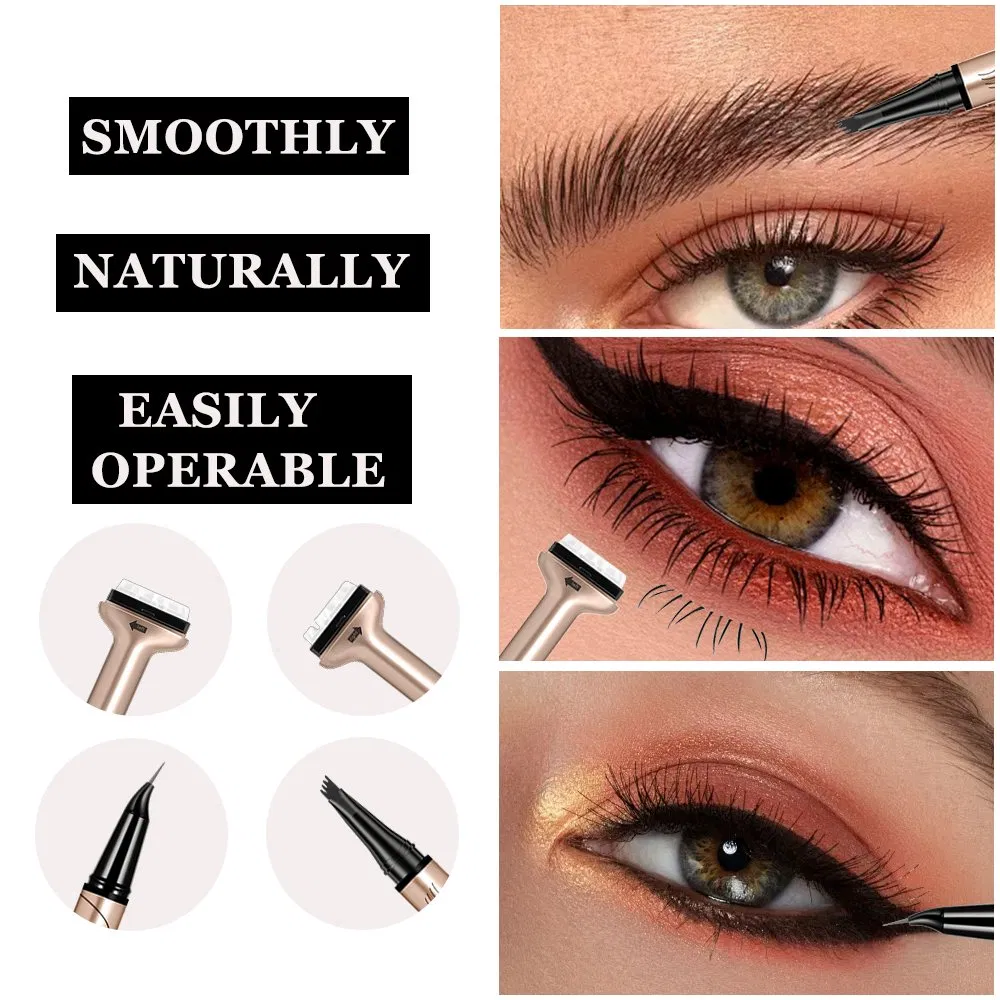 5g Eyeliner Pen+4 Fork Eyebrow Pen+Lower Eyelash Seal Makeup Set