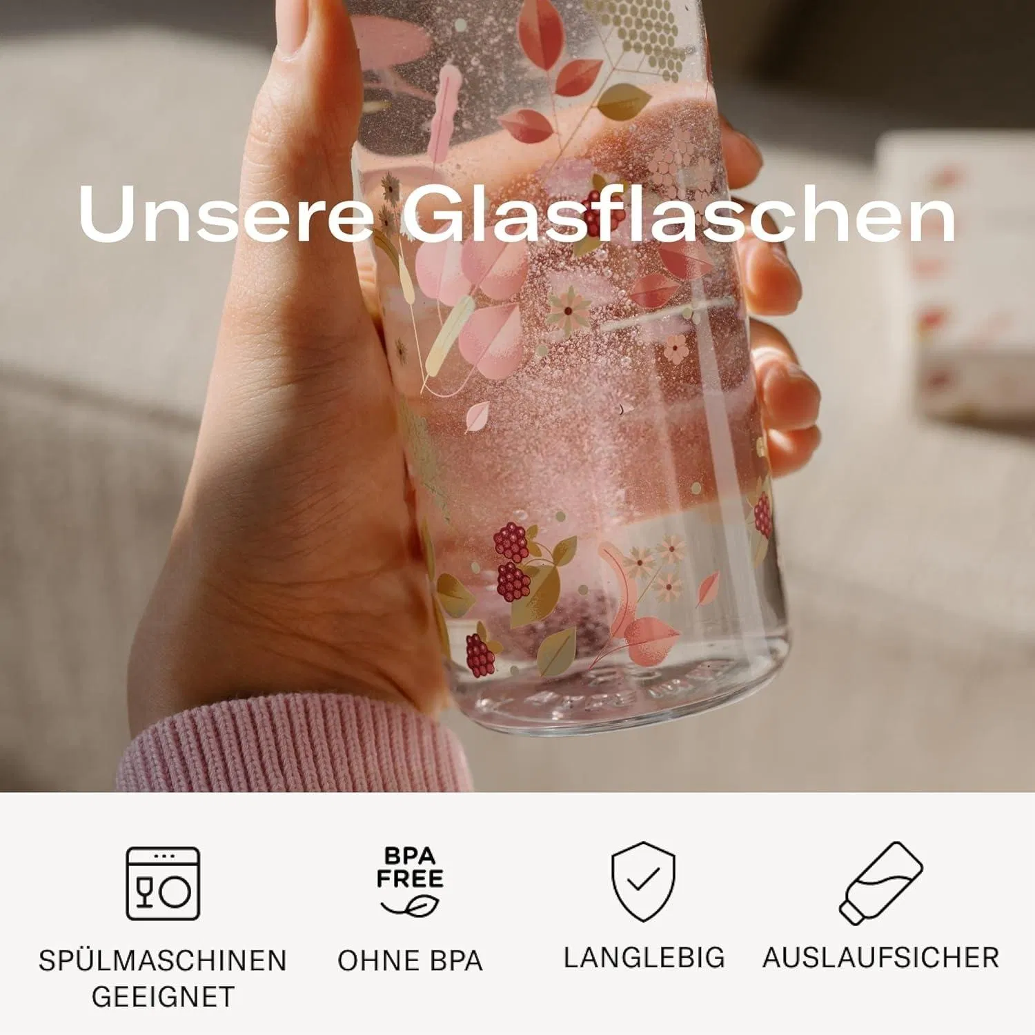 Wholesale OEM ODM Customised 250ml 600 Ml Lightweight Leak-Proof Glass Bottle with Neoprene Case