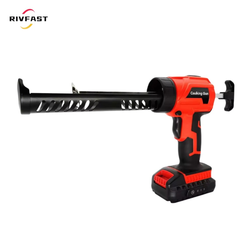 Cordless Caulking Gun Electric Caulking Gun with LED Light, 4 Speeds, Auto Retract, Adhesive Gun Kit for Filling, Sealing
