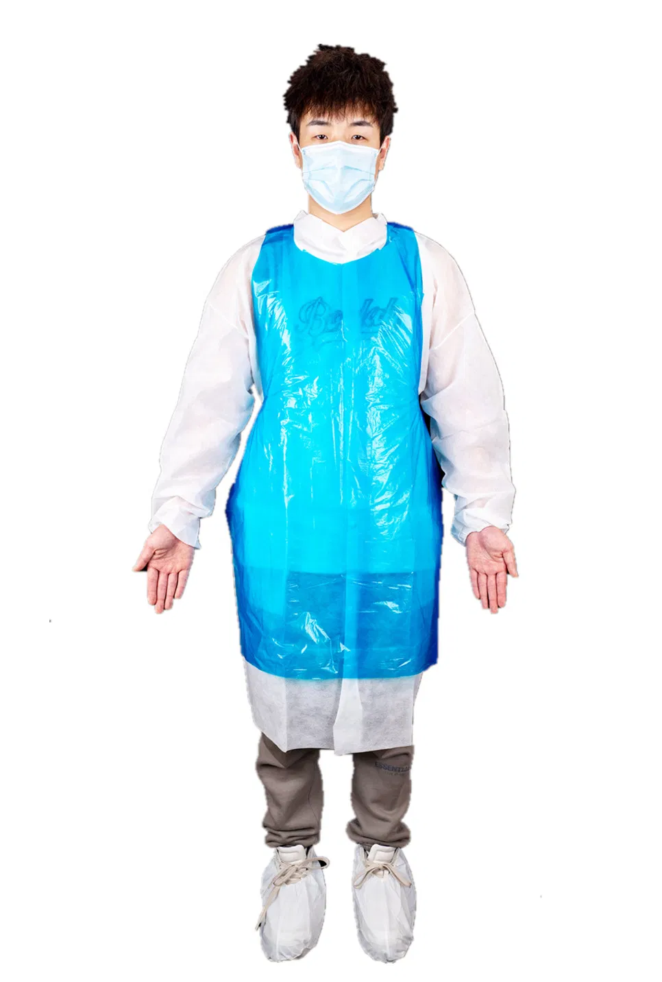 Wholesale Blue/Green/Red Disposable Use PE Apron Food Processing Sleeveless Plastic Apron