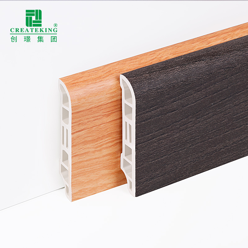 China Factory Wholesale Premium 60*15mm PVC Skirting Board Wood-Grain Baseboard