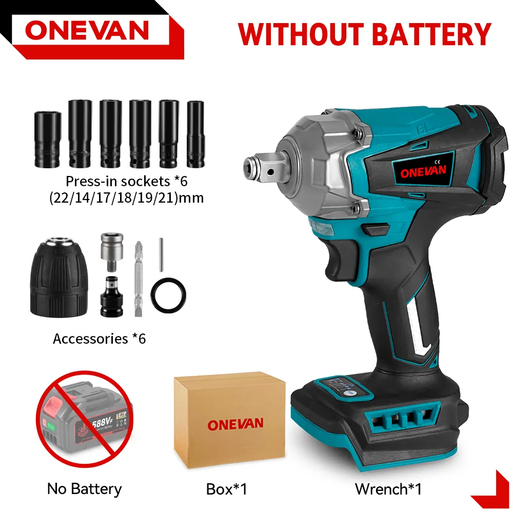 500n. M Rechargeable Handheld Electric Wrench Multifunctional Brushless Electric Impact Wrench Cordless Power Tool