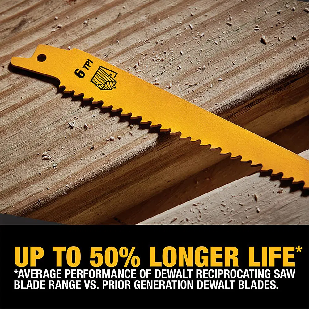 6PC Metal/Woodcutting Reciprocating Saw Blade Set Metallic