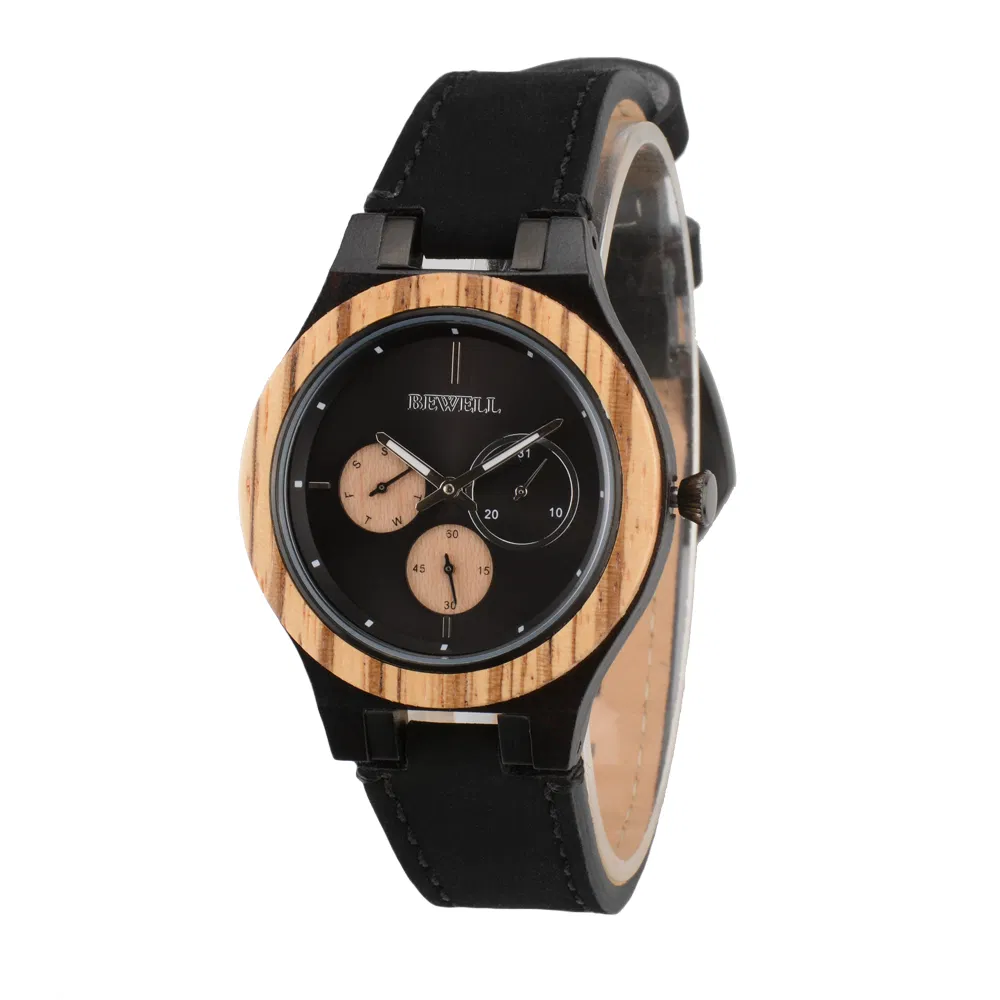 New Fashion Design Stainless Steel and Wood Men Wrist Watch