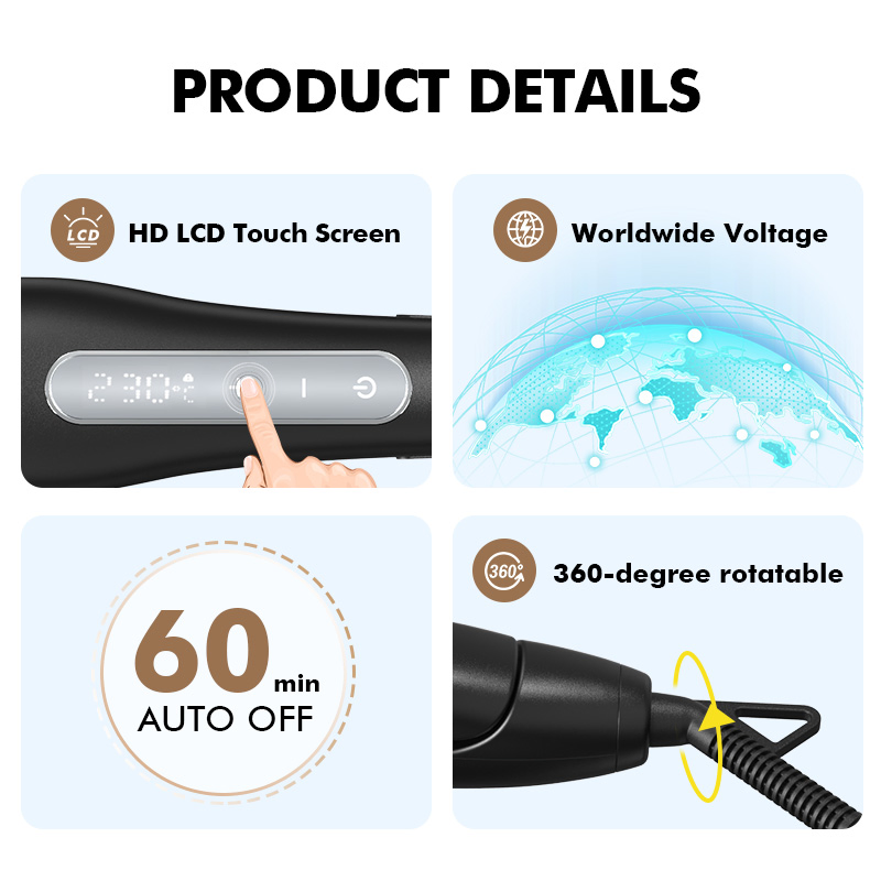 2-in-1 Professional Adjustable Temperature PTC Quick Heating Straightener and Curling Iron