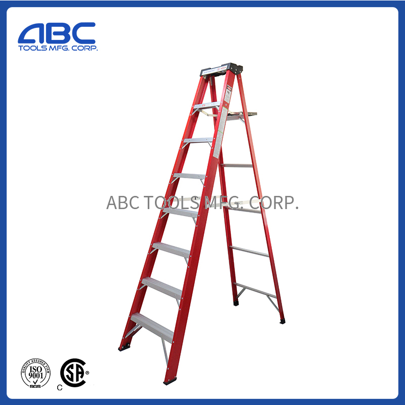Electricians Jobstation Multi Section Telescopic Leveling Extension Fiberglass Ladder