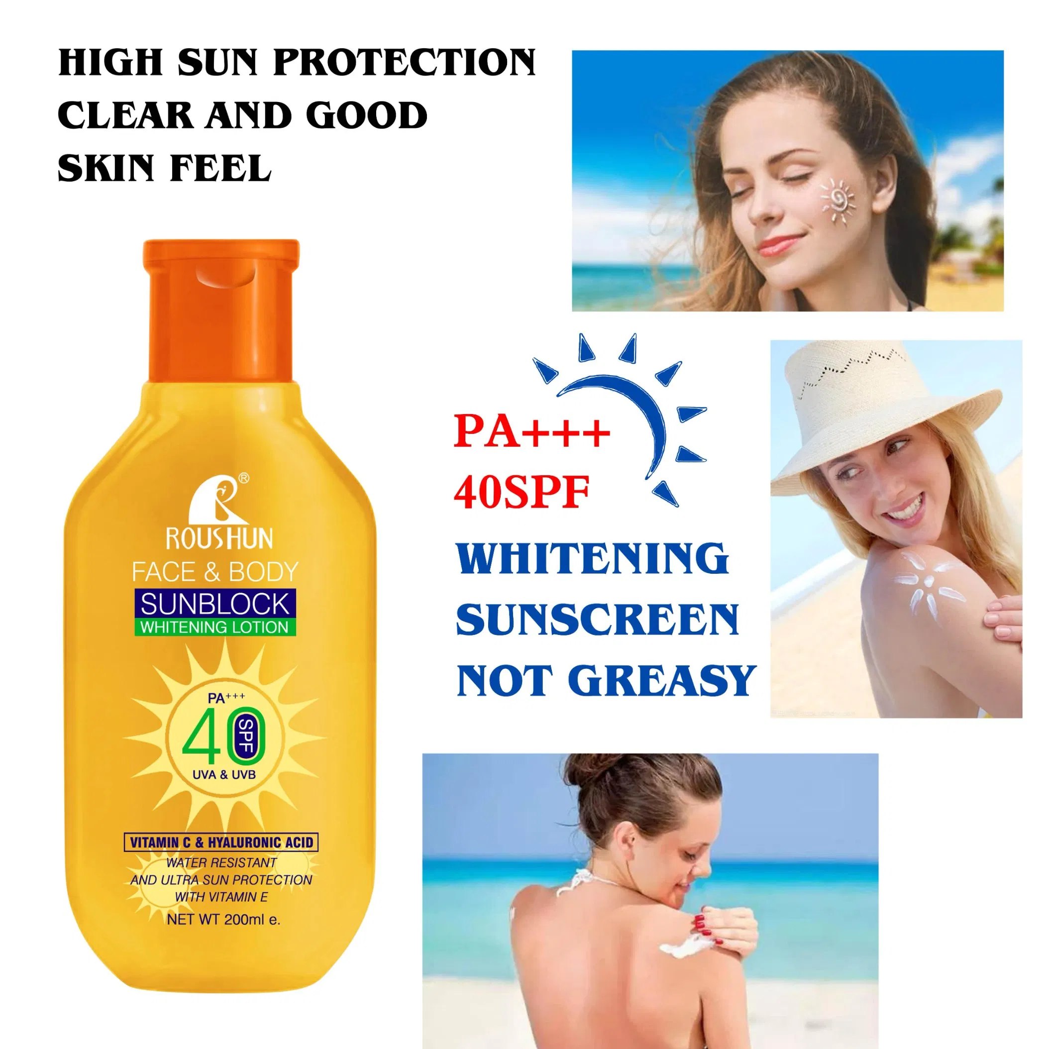 Roushun SPF 40 Sunscreen Face & Body Whitening Lotion Water Resistant