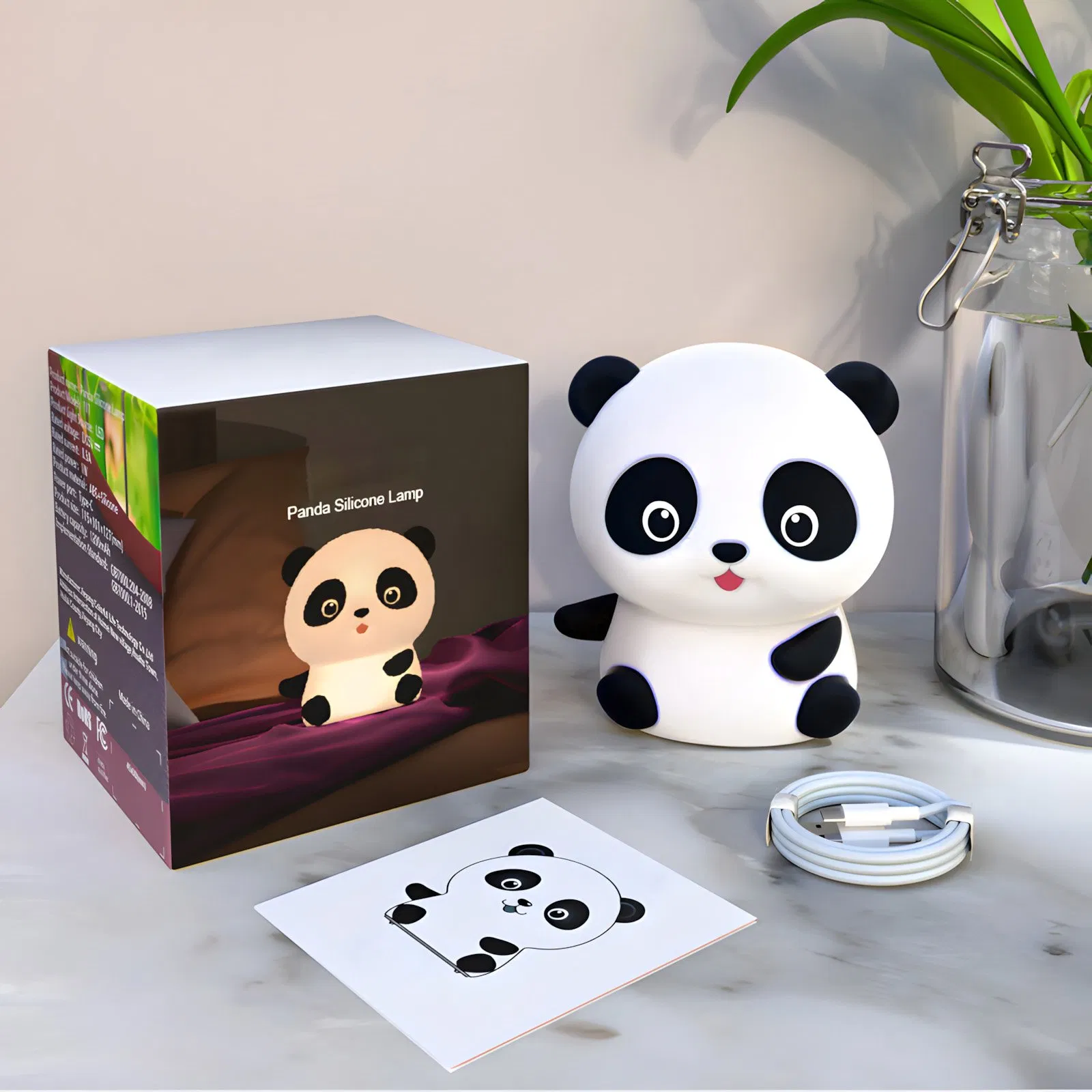 Силиконовая лампа Panda 117, мягкий ночник с таймером