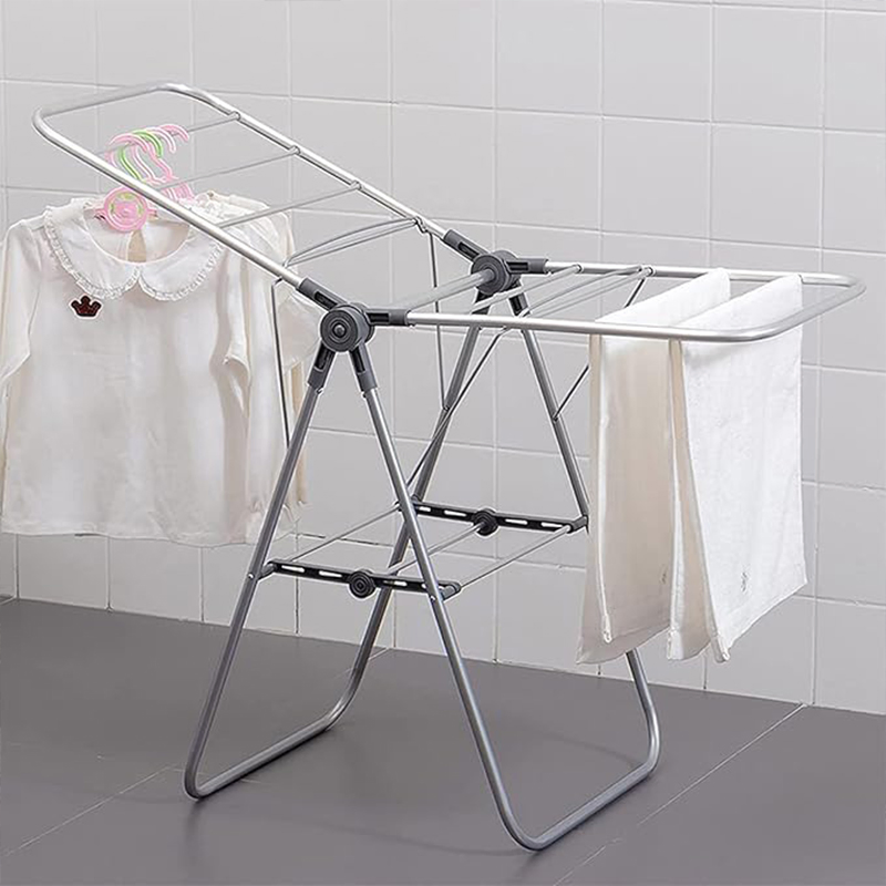 Indoor Outdoor Adjustable Height Metal Motorized Foldable Laundry Clothes Wing Drying Rack Clothes Hanging Stand for Laundry