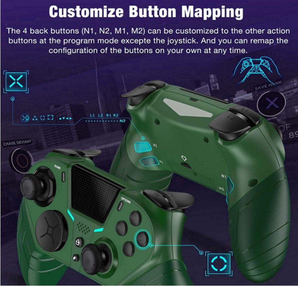 Factory Custom Gamepad Joystick Programmable Turbo Button Wireless Gaming Controller with Touchpad for P4