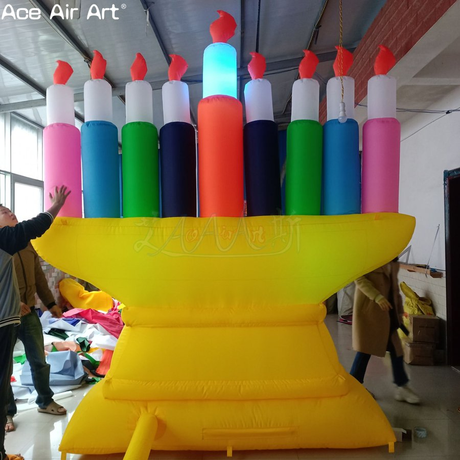3mh Colored Customizable Text Inflatable Candlestick for Hanukkah Decoration