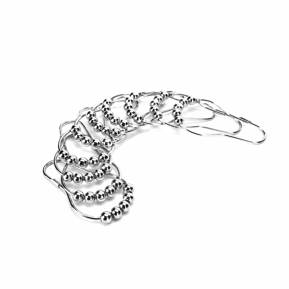 Rust-Resistant Polished 5 Roller Ball Shower Curtain Bathroom Accessories