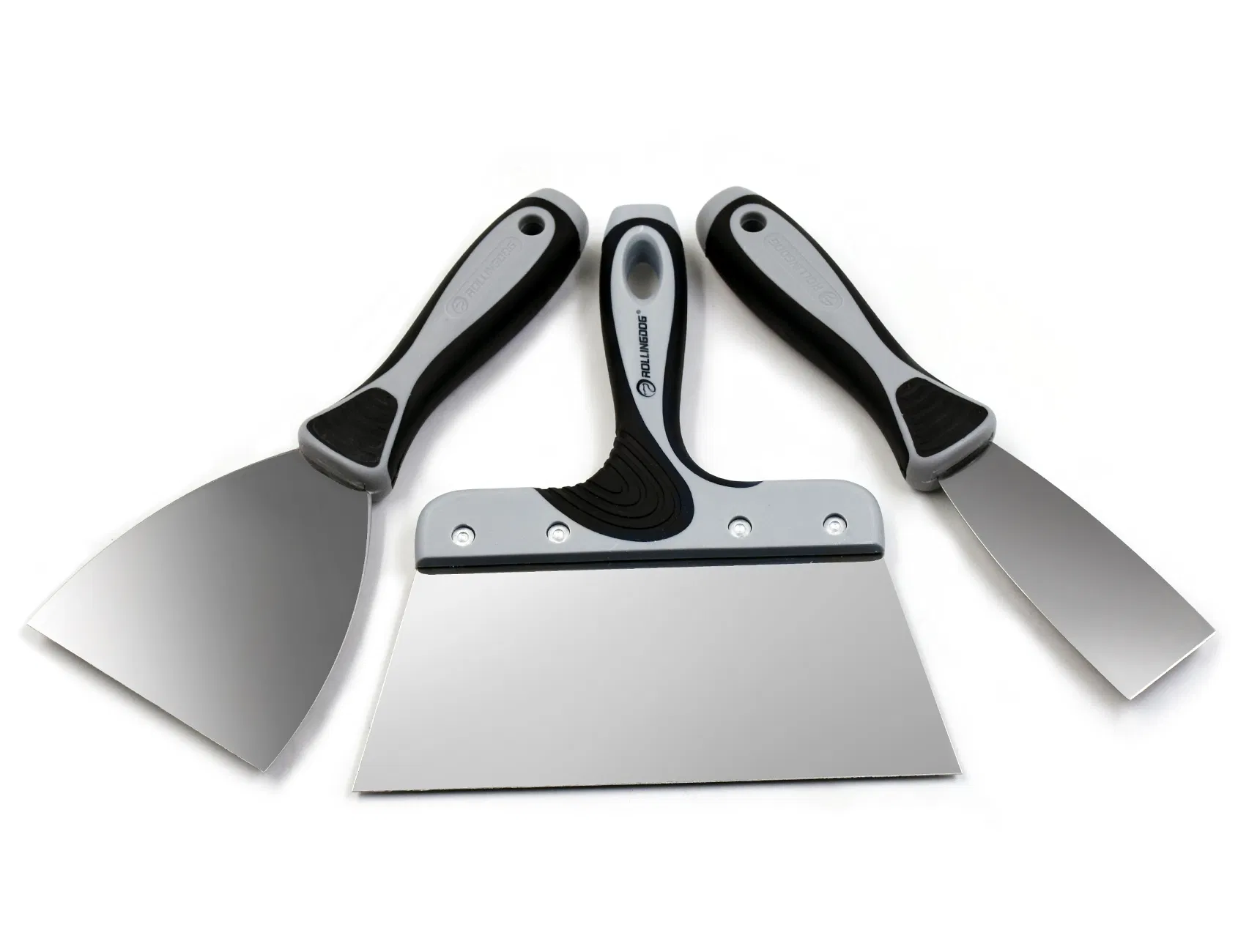 Rollingdog 50536 3PC Putty Knife Set 420 Stainless Steel Blade Rubber Handle