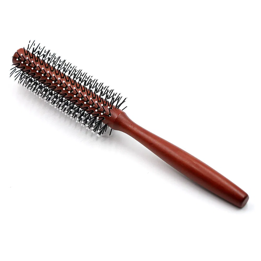 Professional Salon Wooden Round Rolling Anti-Static Curling Comb