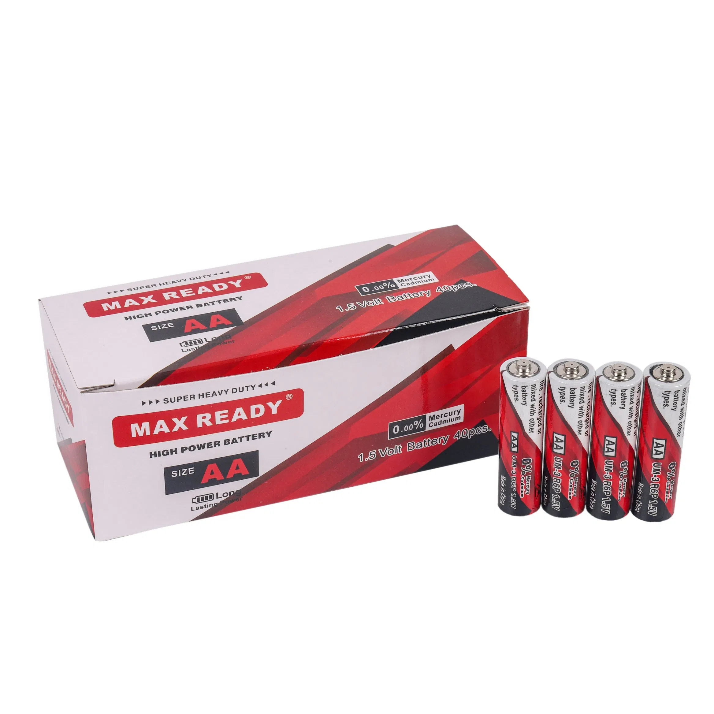 AA R6 Um-3 1.5V Carbon Zinc Battery Dry Battery Battery Cell Primary -Leakproof Mercury Free Super Power Max Ready