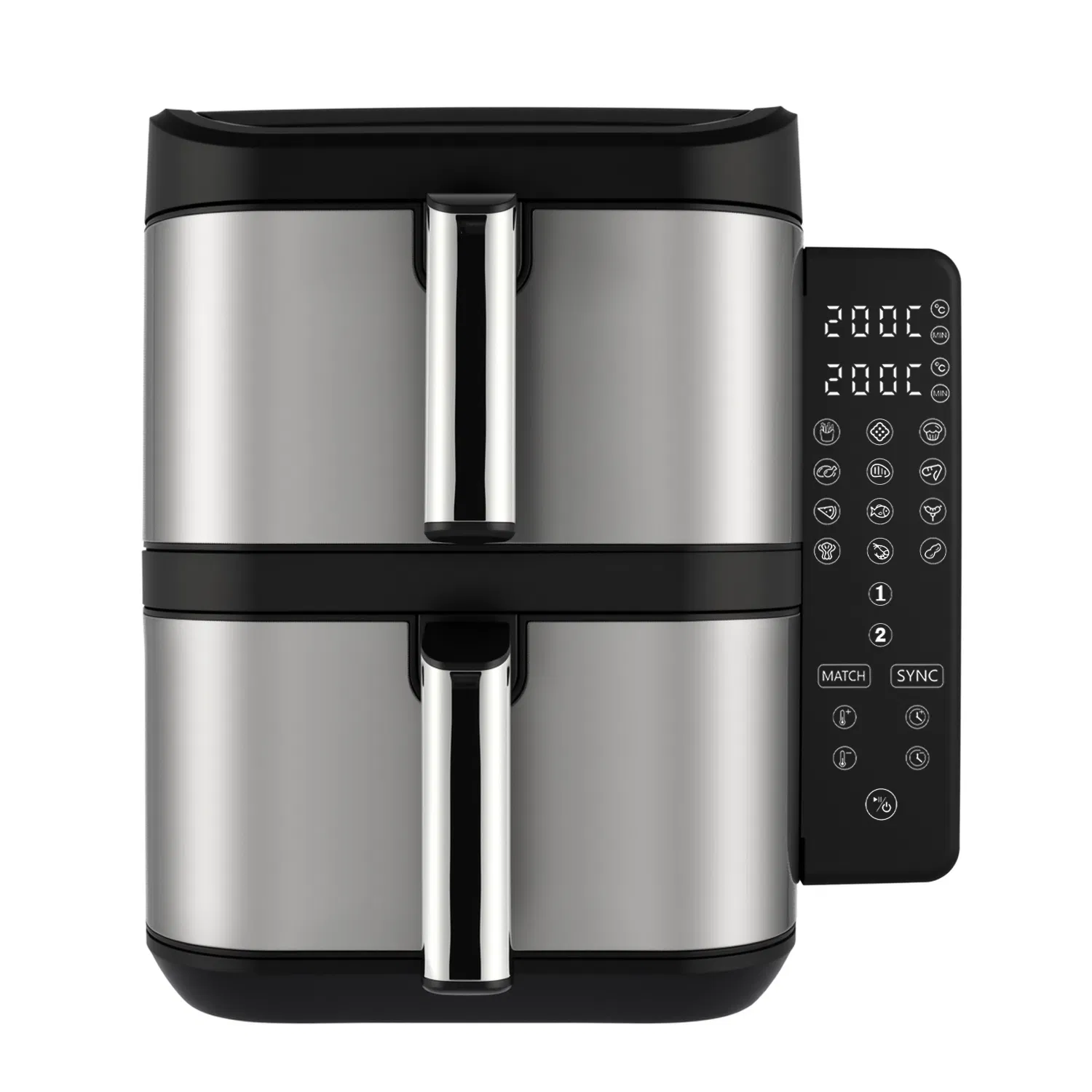 Foldable Screen 11L Air Fryer with Stainless Steel Panel Dual Stack Air Fryer