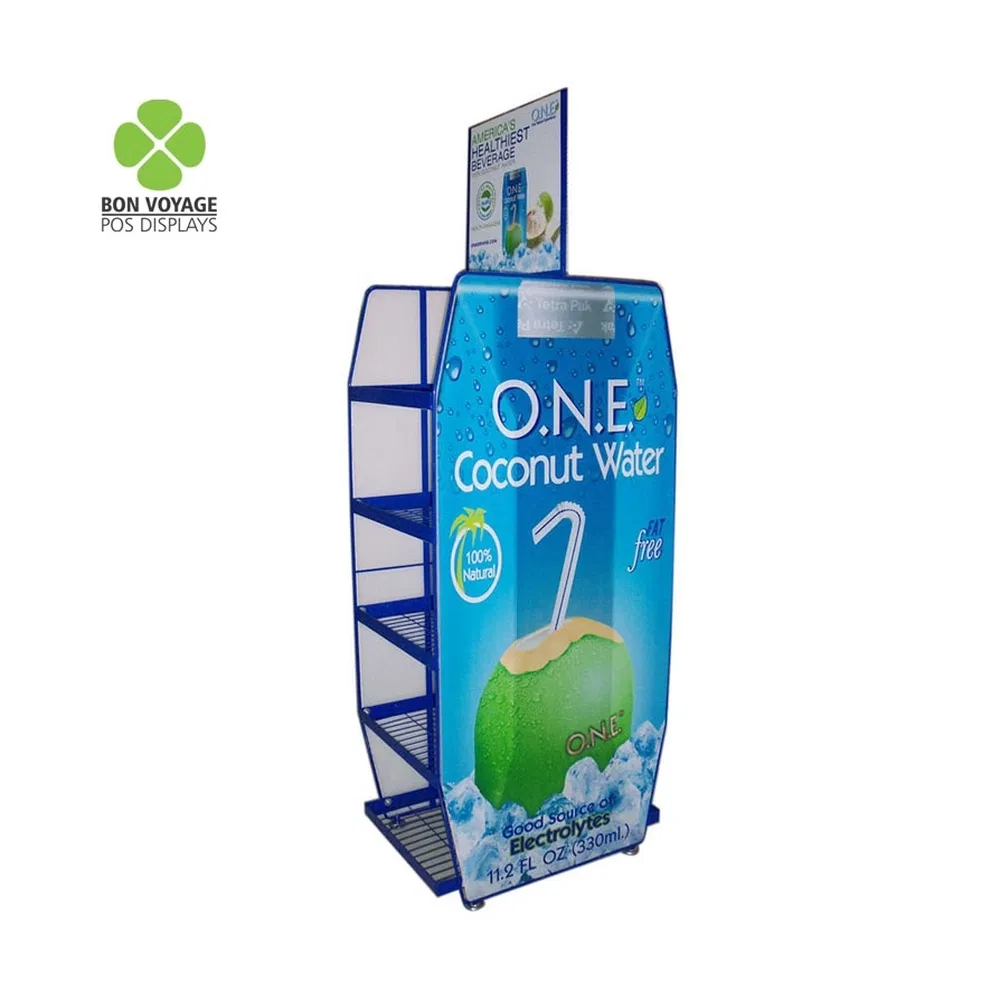 Supermarket Retail Metal Floor Drink Juice Beer Beverage Cans Display Rack