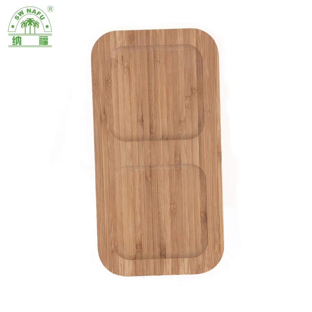 Rectangle Bamboo Wood Divided Serving Dish / Sauce Dish / Appetizer Platters